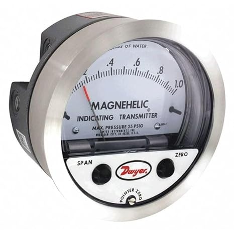 Dwyer Magnehelic Series 605 Differential Pressure Indicating Transmitter, 0-20"WC Range
