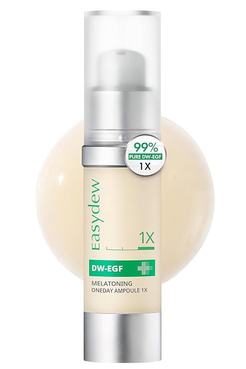 Easydew DW-EGF Melatoning Ampoule 1X, Dark Spot Serum | 99% Pure DW-EGF Peptide, 5% Niacinamide, Glutathione for Uneven Skin Tone, Fast- Absorbing, Korean Skincare 1.01 fl oz