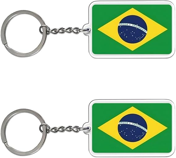 Brazil Flag Keychain Brazilian Key Ring-(2 Pack Brazil)