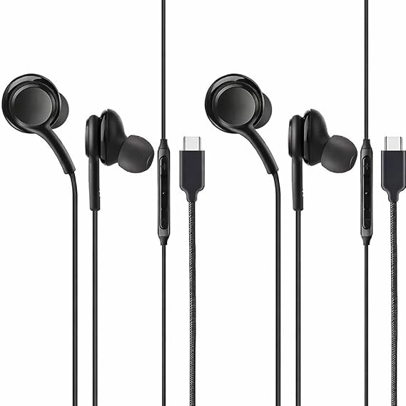 2 Pack USB-C Wired Earphones for Samsung Galaxy S26/S25 with Volume Control