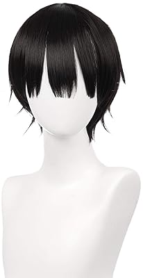 Black Short Wig with Adjustable Cap & Hair Net - Heat Resistant Cosplay Wig for Theme Anime Costume Party, Halloween, Party, Daily Use | Natural Look for Women & Men; 33BK