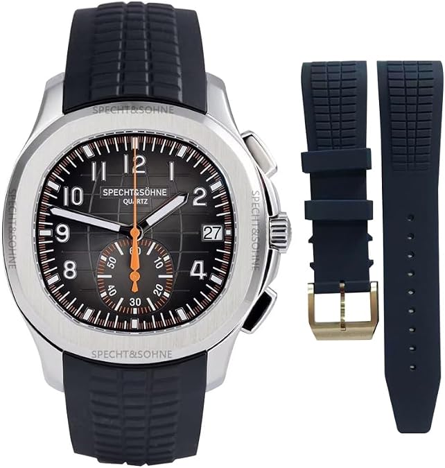 SPECHT&SOHNE 2025 Men's Quartz Watch Clock Waterproof 42mm Stainless Steel Sports Watch Luminous Buckle Rubber Band Waterproof Chronograph Wrist Watch
