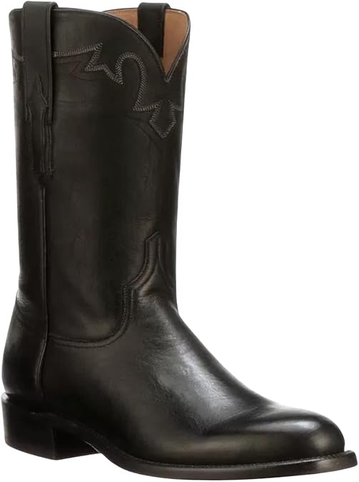 Lucchese Men's Sunset Roper Western Boot Round Toe Black 9 D