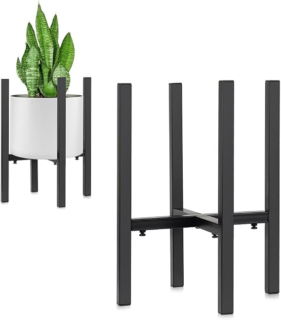 Metal Flower Pot Holder, Adjustable Plant Stand Fits Pot Size of 20 - 30 CM, Mid-Century Modern Flower Pot Holder , Home Flower Pot Holder, Indoor Modern Plant Holder (Plants & Pot Not Included)