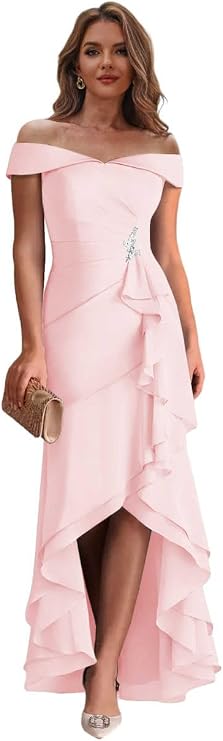 Satin Mother of The Bride Dresses for Women High Low Mermaid Formal Gown