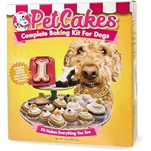 PetCakes Complete Baking Kit for Dogs- Make Healthy Cakes, Cookies & Cupcakes - Includes a Reusable Bone Shaped Pan, 4 Cake Mixes (Cheese & Carob) & 2 Frosting Mixes (Yogurt) - Net Wt. 10oz