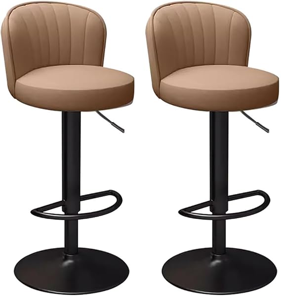 Adjustable Swivel Bar Stools Set Of 2 With Backrest And Footrest Counter Height Brown(Brown)