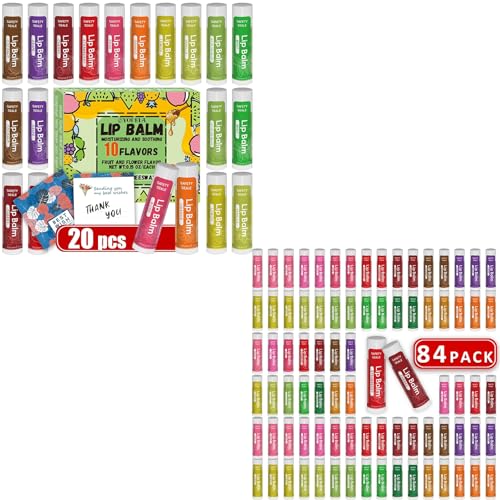 Yopela Lip Balm 84pack and 20 Pcs Natural chap sticks for Men Women Kids