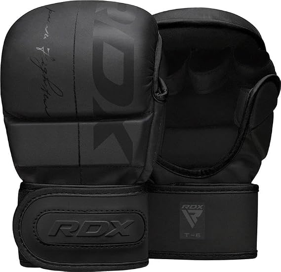 RDX MMA Gloves Grappling, Sparring, Martial Arts Mitts Men Women, Hybrid Open Palm, Maya Hide Leather Wrist Support Boxing Glove Training Cage Fighting Combat Sports Muay Thai, Punching Bag Kickboxing