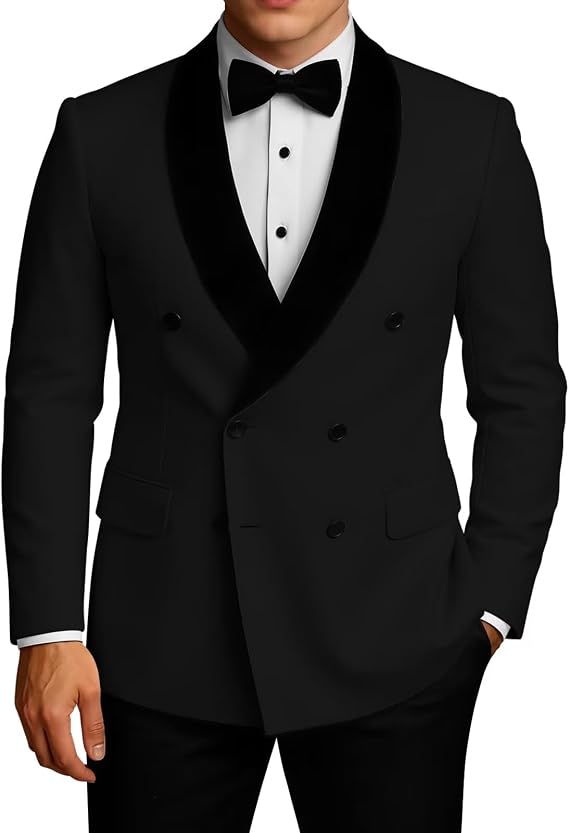 Mens Tuxedo Jacket Slim Fit Suit Blazer | Double Breasted, Shawl Lapel, for Wedding Formal Dinner Prom