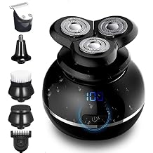 Electric Shavers for Bald Men, Electric Shaver for Men 5 in 1 Waterproof Razor Beard Trimmer Grooming Kit with Nose Trimmer Hair Clipper Face Cleansing Brush