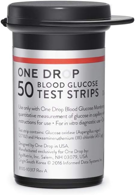 One Drop Glucose Test Strips (50 Count)Compatible with One Drop Glucose Meter and Starter Kit
