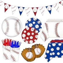 Baseball Party Decorations-143Pcs Baseball Themed Plates and Napkins for Birthday Party Supplies,Baseball Gameday Tableware Kit