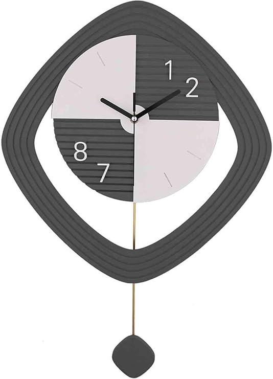 Large Pendulum Wall Clock for Living Room Decor, Silent Non-Ticking Quartz Movement, Battery Operated for Kitchen Bedroom(Gray)