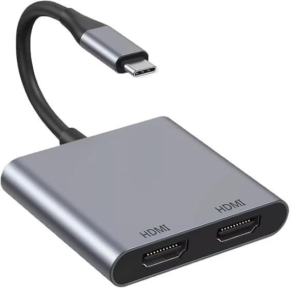 USB C to Dual HDMI Adapter, Type C Hub for 2 Monitors Adapter C to HDMI Splitter Extended Display for MacBook Pro, Dell XPS, Laptop, Samsung Galaxy S24 S23 and More USB C Devices