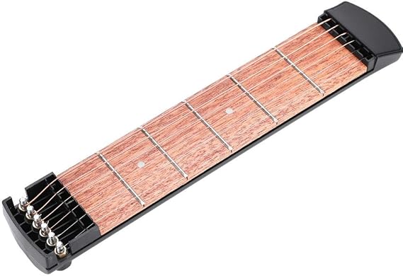 VBESTLIFE Pocket Guitar Mahogany Wood Practice Neck Left Hand Portable Guitar Chord Practice Tool for Beginner and Music Creators