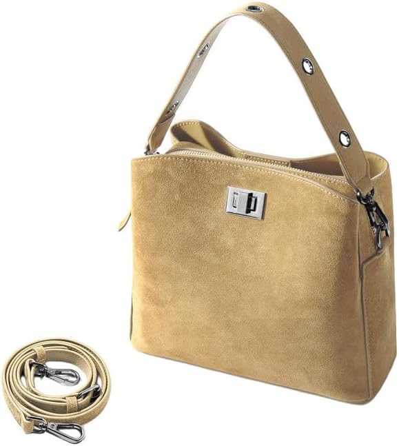 Genuine Leather Suede Bags for Women, Vintage Handbag Purse Suede Hobo Bag Slouchy Bag Shoulder Crossbody Bag