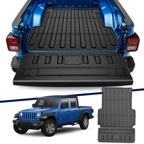 Truck Bed Mat Compatible with 2020-2026 Jeep Gladiator JT Bed Mat Tailgate Liner TPE Replacement for 2020 2021 2022 2023 2024 2025 2026 Jeep Gladiator AccessoriesTruck Bed LinerTailgate Mat