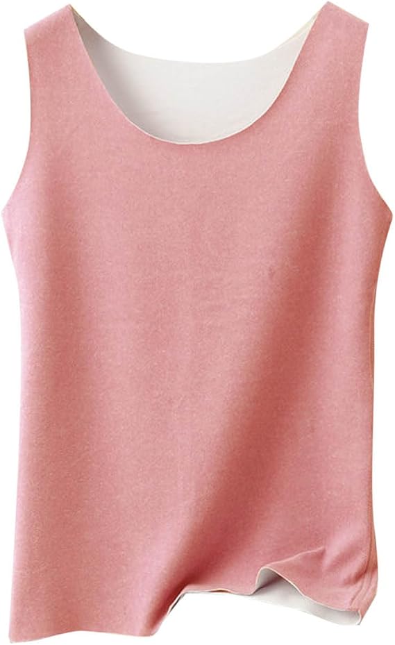 Thermal Tank Top for Women Sleeveless Crewneck Undershirt Fleece Lined Basic Layering Shirts Camisole T-Shirts Tops
