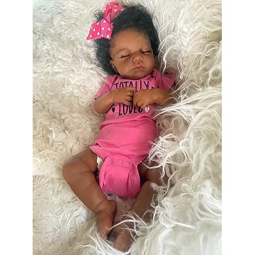 Zero Pam Black Reborn Baby Dolls Full Body Silicone Girl 20 Inch Realistic Reborn Babies Black Newborn Dolls Lifelike African American Reborn Dolls Anatomically Correct Baby Doll