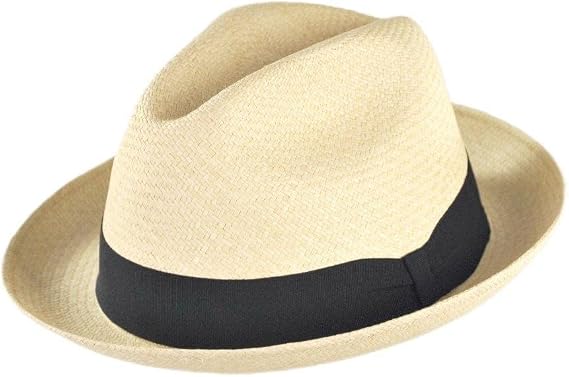 Jaxon Hats Panama Straw Trilby Fedora Hat (Medium) Natural