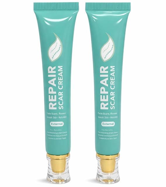 Scar Cream for Face & Body, Silicone Scar Gel, Pack of 2, 1.4 oz Total