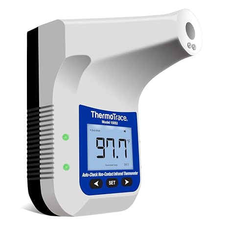 Touchless Infrared Digital Forehead Thermometer Wall Mounted No Contact ThermoTrace 15053 Auto-Check Pro