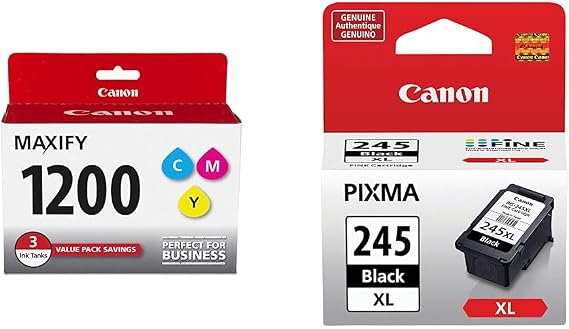 Canon MAXIFY PGI-1200 3Color Multi Pack Ink, Cyan, Magenta, Yellow & PG-245 XL Black Printer Ink Cartridge