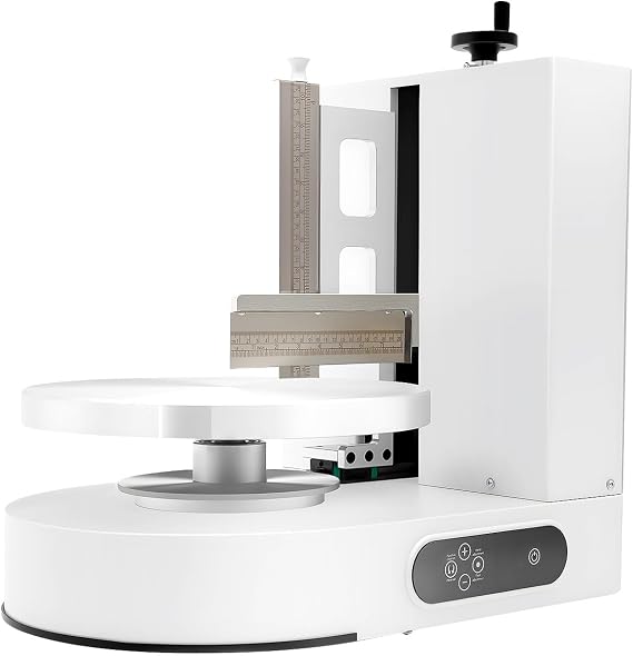 Cake Decorating Machine, 200W 60-320rpm Automatic Cake Cream Spreading Machine with LCD Display, Dessert Shops Rotating Birthday Cakes Cream Smooth Coating Decoration Machine for 4-12in Cakes (White)