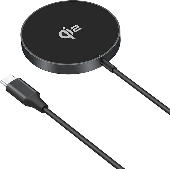MMOBIEL Magnetic Wireless Charger 15W Qi2 Certified Wireless Charging Pad for MagSafe iPhone and Samsung Charging Station for AirPods and Galaxy Buds Qi2 Fast Charger Black