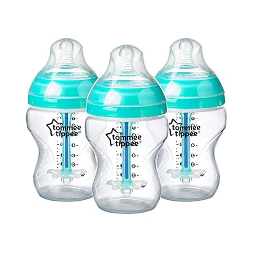 Tommee Tippee Anti-Colic Baby Bottles, Slow Flow Breast-Like Nipple and Unique Anti-Colic Venting System 9oz, 3 Count