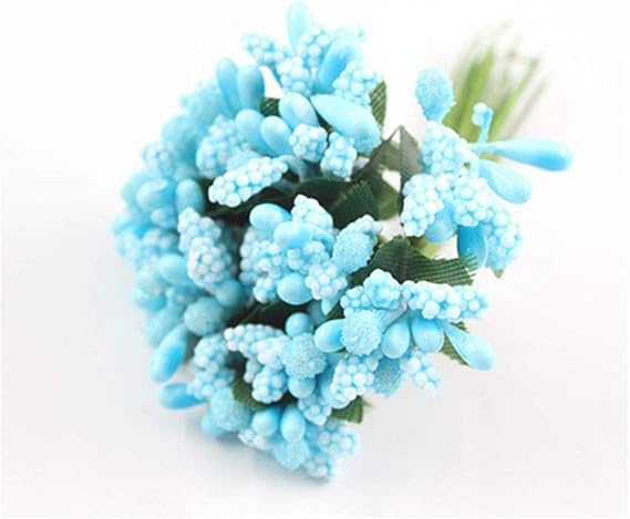 12Pcs Mini Artificial Stamen Bud Bouquet Leaf Flower for Home Garden Wedding Car Corsage Decoration Box Crafts Supplies for Wedding Dance Party Decor Bridal Prom Accessories 1025(Color:7)