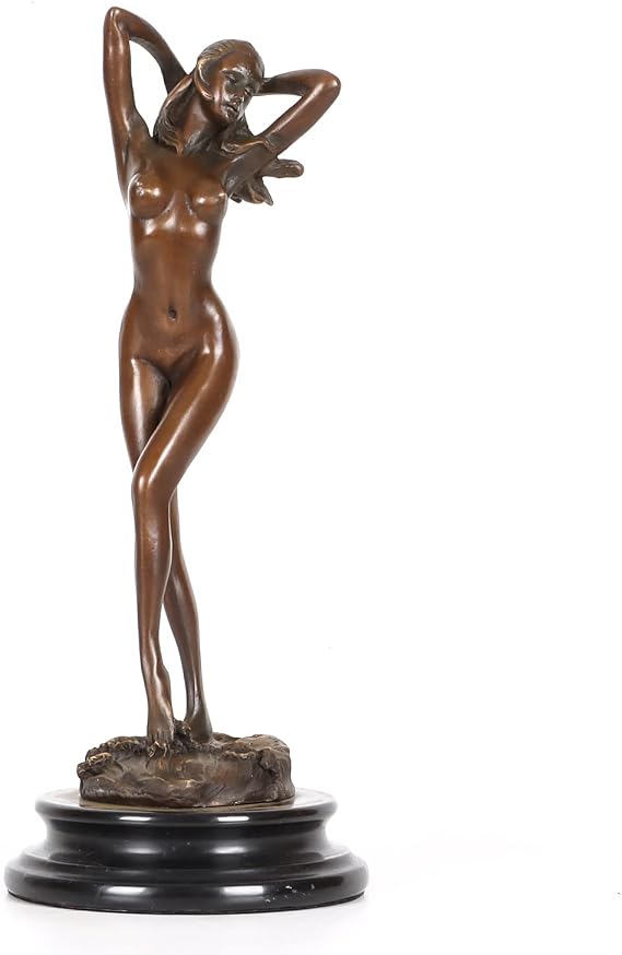 11.5" H Bronze Sexy Nude Woman Statue Moden Naked Girl Sculpture Decor Collection