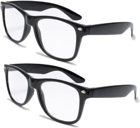 2 Pairs Retro Square Trendy Style Reading Glasses - Comfortable Readers Magnification With Spring Hinge (Black, 2.00)