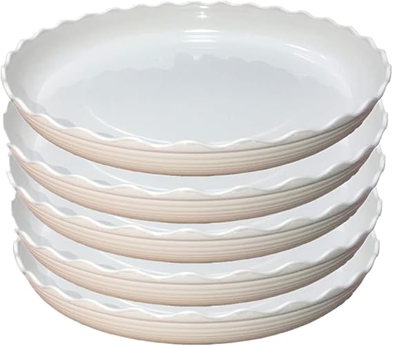 12 Inch Light Grey Plant Saucers 5 Pack,Saucers for Potted Plants,Flower Pot Drip Trays for Indoor & Outdoor Ceramic or Plastic Flower Pot Drip Trays for Large to Small Pots