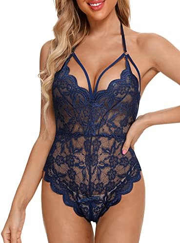 LOLLO VITA Women Lingerie Lace Bodysuit Floral Babydoll One Piece Sleepwear