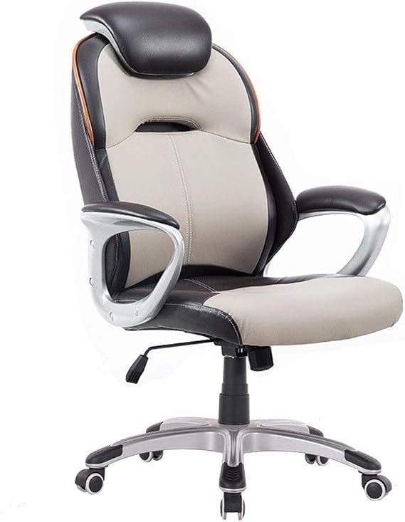 Office Chair High Back Computer Chair Ergonomic Desk Chair, PU Leather Adjustable Height Modern Executive Swivel Task Chair with Padded Armrests and Lumbar Support