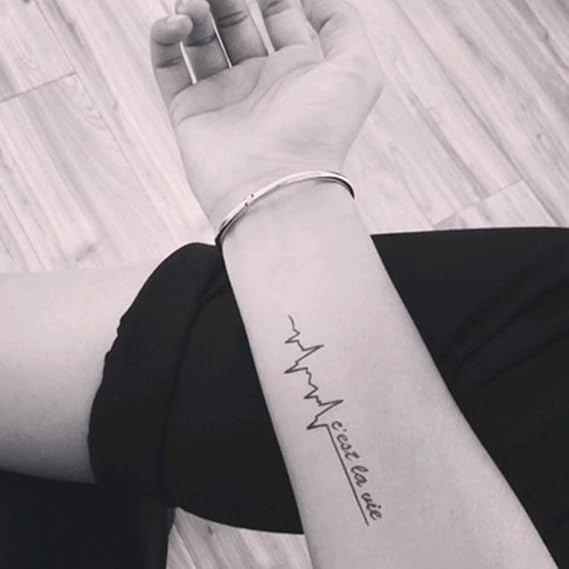 2 Sheets Inspiration Quota C'Est La Vie Heartbeat Temporary Tattoos