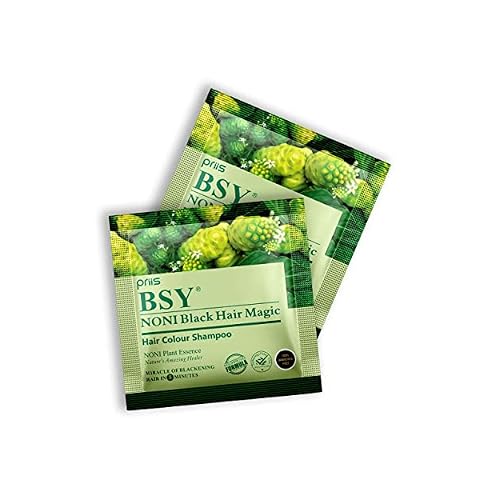 BSY Noni Black Hair Magic 12ml X 20 Sachets | Hair Dye | Hair Shampoo |100% Ammonia Free | Anti Hair fall Hair Color |Fruit based Hair Color Shampoo| 5 minutes hair color | noni hair color