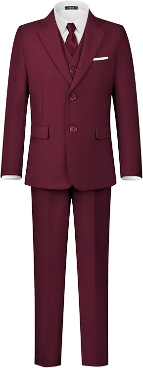 Boys' Formal Suits Set Dresswear Tuxedo Suit Adjustable Waist with Suspenders Teen Boy Dress Clothes