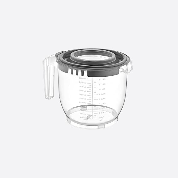 Orret Home 2200 ml Kapaklı Mikser Kabı, Kaydırmaz Tabanlı ve Kulplu, Dayanıklı ve Çok Yönlü Mutfak Aleti PP Plastik
