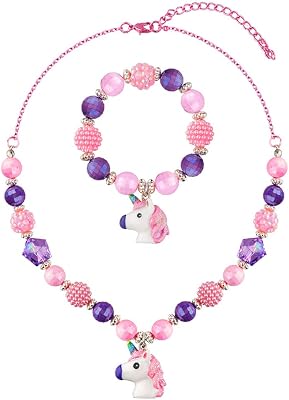 Chunky Jewelry Necklace and Bracelet Set for Girls Little Kids