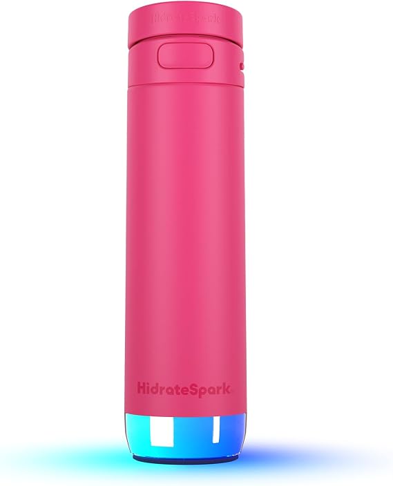 HidrateSpark PRO 2 21 oz Bundle – Smart Hydration Bottle with Clinically Accurate Water Tracking & Extended Batter Life - Syncs with Apple Health, Fitbit, Smart Rings & Watches - Flamingo