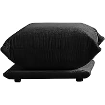 JACH Mid-Century Modern Comfy Ottoman, Chenille Sofa Footrest Couch with Thick Cushion, 26" Foot Stool Furniture for Small Spaces Living Room Bedroom Office Apartment, Black