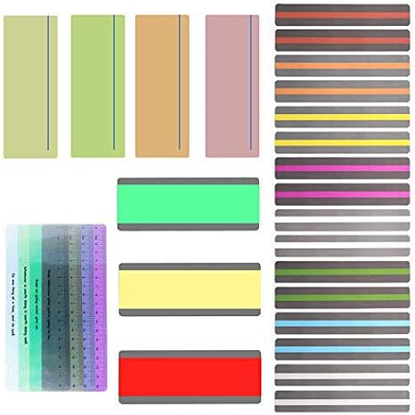 27 PCS Reading Guide Highlight Strips 4 Style Highlight Strips Colored Overlay Highlight Bookmarks Help with Dyslexia for Children, Teacher Teaching
