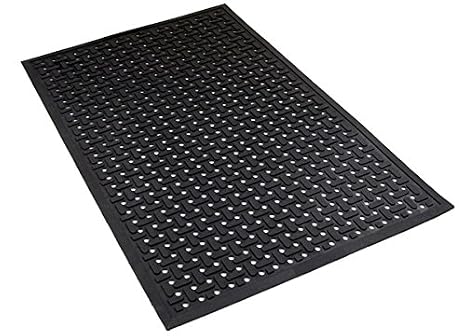 American Floor Mats Slip Resistant Black 3' x 5' Rubber Drainage Mat 3/8 inch Thickness