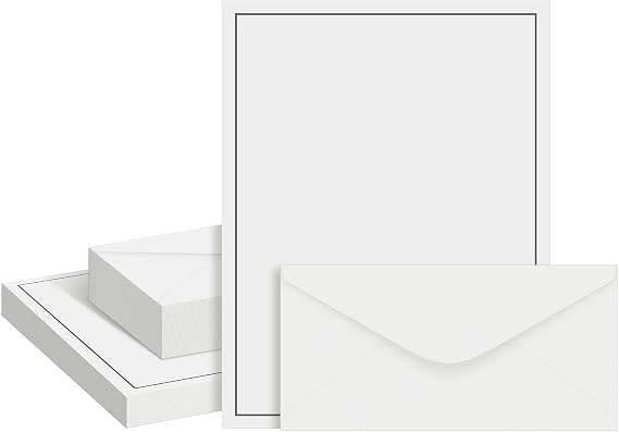 Eersida 150 Pcs Letter Paper and Envelope Set,8.5 x 11 Inch,Blank Style