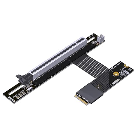 M.2 NGFF NVMe M Key to PCIe 5.0 x16 Flat Extension Cable 128 Gbps GEN5 with Power Cord (K43SH-BK, 10cm)