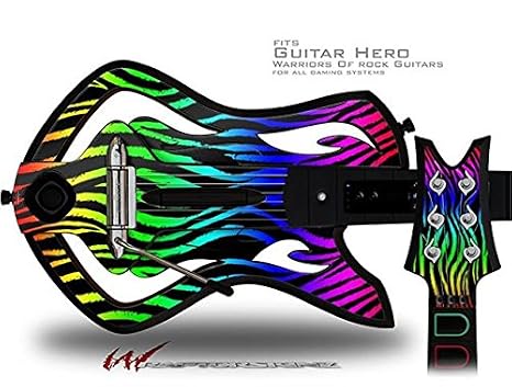 Rainbow Zebra Decal Style Skin - fits Warriors Of Rock Guitar Hero Guitar (GUITAR NOT INCLUDED)