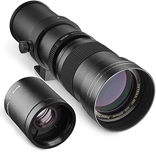 Opteka 420-800mm w 2X- 840-1600mm f8.3 HD Telephoto Zoom Lens for Canon 90D, 80D, 77D, 70D, 60D, 50D, 7D, 6D, 5D, T7i, T7s, T7, T6s, T6i, T6, T5i, T5, T4i, T3i, SL3, SL2, SL1 Digital SLR Cameras